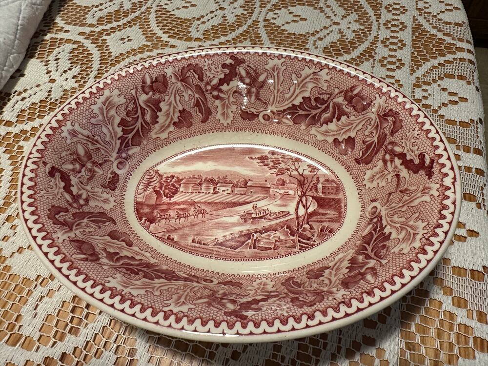 • Vintage Johnson Bros Historic America Erie Canal Oval Vegetable Serving Bowl
